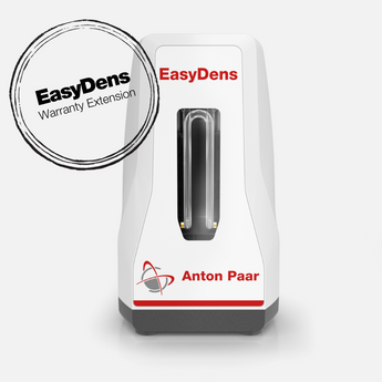 An EasyDens device with the text 'EasyDens Warranty Extension' and the brand name 'Anton Paar' on it, indicating a service or product support plan.