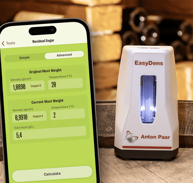 Determine the residual sugar in wine with EasyDens & Wine Meister app
